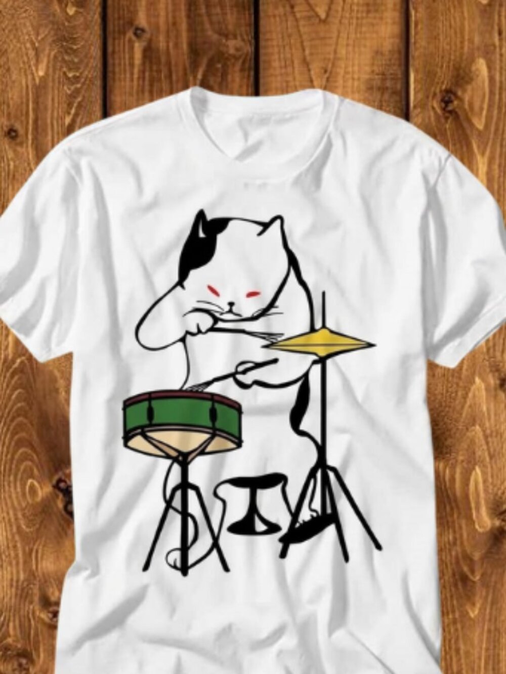Cat Playing Drums Kitten Music Master T Shirt